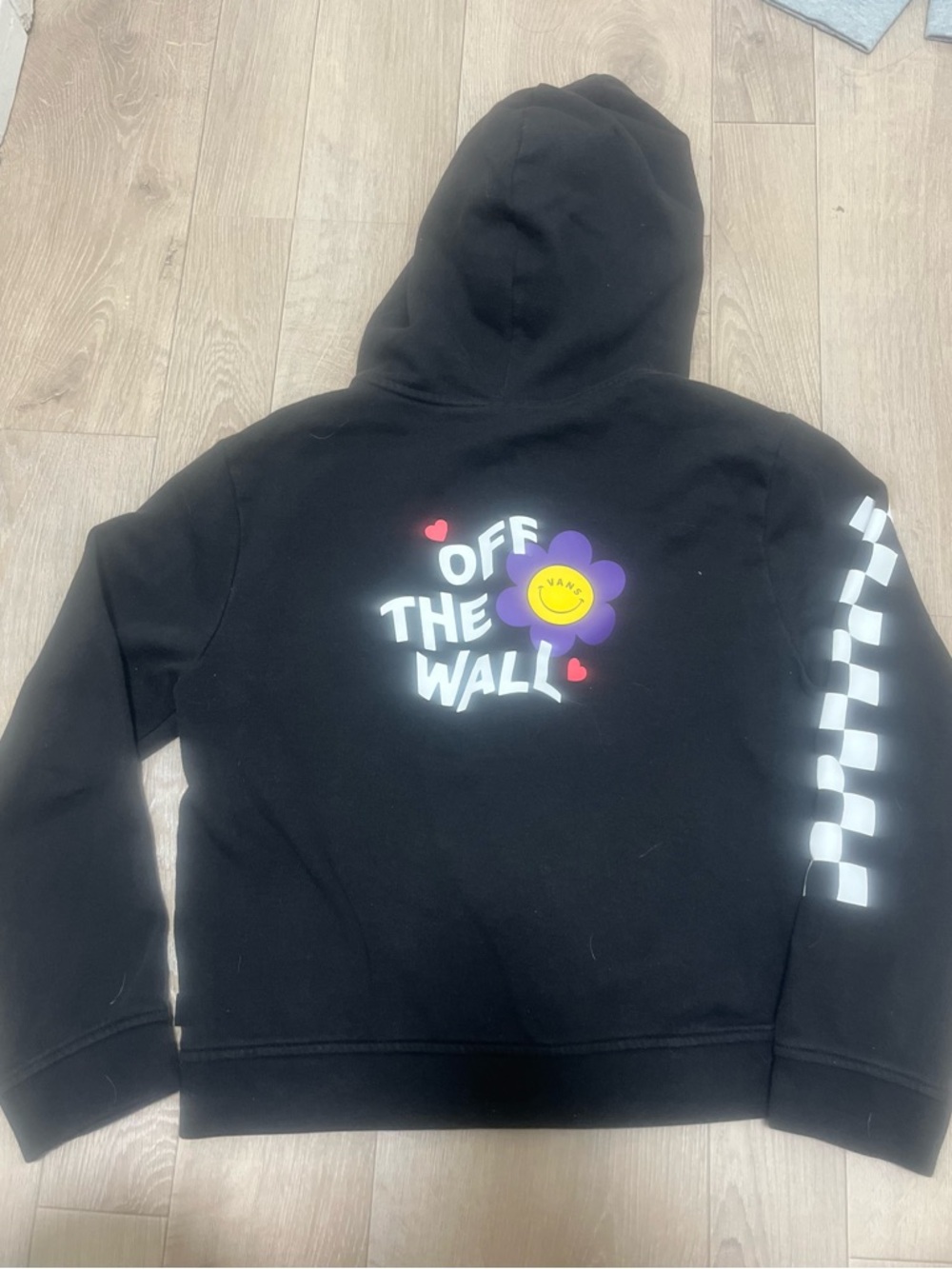 2/$30-Vans Black zip up Hoodie with Logo front&back XL